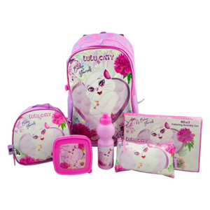 ست 45 در 1 کوله پشتی چرخدار 46 سانتی LuLu Caty مدل Rainbow Max - Backpack - Trolley - Promotion Items 45 in 1 - LuLu Caty _کیف مدرسه